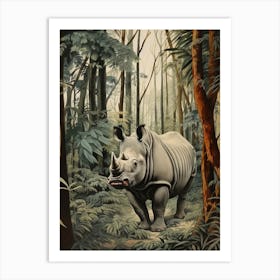 Rhino Realistic Illustration 1 Art Print