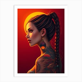 Tattooed Girl in the Sun Art Print