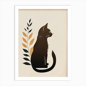 black cat mininalist portrait 1 Art Print