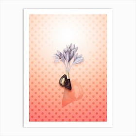 Autumn Crocus Vintage Botanical in Peach Fuzz Polka Dot Pattern n.0044 Art Print