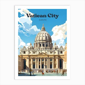 Vatican City Europe Architecture Modern Travel Illustration Art Print