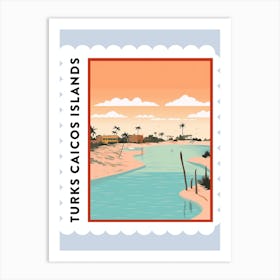 Turks Caicos Islands Travel Stamp Poster Art Print