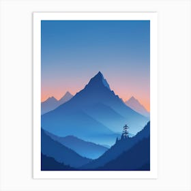 Misty Mountains Vertical Composition In Blue Tone 89 Art Print