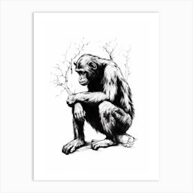 Thinker Monkey Simple Illustration 3 Art Print