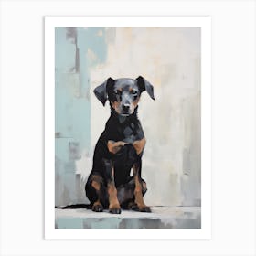 A Black Dog, Painting In Light Teal And Brown 3 Art Print