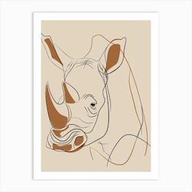 Rhino - Boho, Line Art 1 Art Print