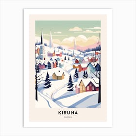 Vintage Winter Travel Poster Kiruna Sweden 3 Art Print