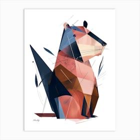 Geometric Capybara, Minimalism, Cubism Art Print
