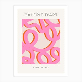 Pink Retro Abstract Lines Art Print