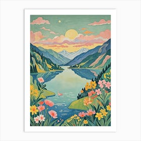 Sunset By The Lake Art Print