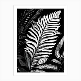 Five Finger Fern Linocut Art Print