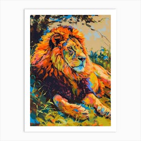 Masai Lion Resting In The Sun Fauvist Painting 4 Art Print