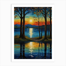 Sunset By The Lake Art Print