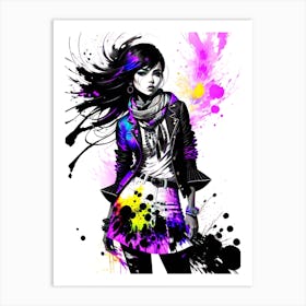 Girl With Paint Splatters 1 Art Print