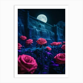 Roses At Night Art Print