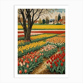 Rainbow Tulip Field Art Print