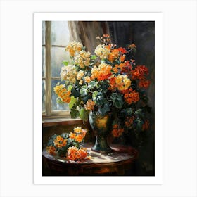 Baroque Floral Still Life Lantana 3 Art Print