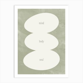 Mind Body and Soul Abstract Organic Shapes in Sage Green Art Print