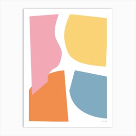 Collage Pink Orange Yellow White Graphic Abstract Art Print