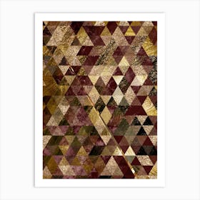 Abstract Geometric Triangle Pattern with Gold Foil n.0006 Art Print