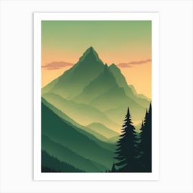 Misty Mountains Vertical Background In Green Tone 19 Art Print