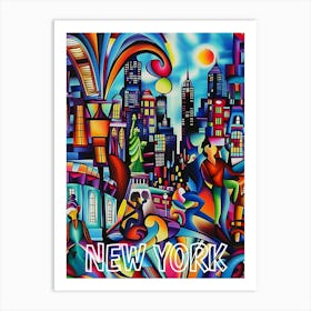 New York City, Cubism and Surrealism, Typography Art Print