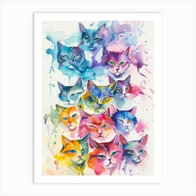 Colorful Cats Art Print