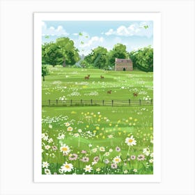 Illustration Of A Meadow Art Print