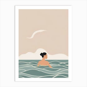 Woman In The Ocean Art Print