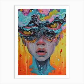 Girl With Eyes Art Print