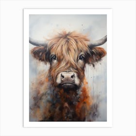 Brushstroke Portrait Of Highland Cow 1 Art Print
