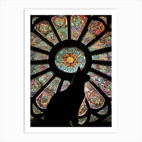 Cat In Stained Glass Window 4 Art Print