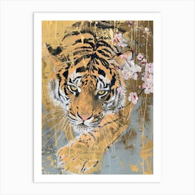 Tiger With Cherry Blossoms 1 Art Print