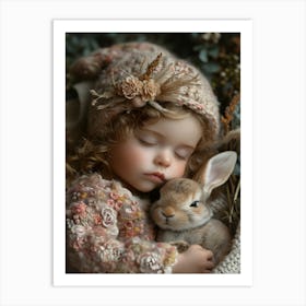 Little Girl With A Bunny Art Print