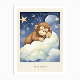 Sleeping Baby Orangutan Nursery Poster Art Print