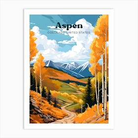 Aspen Colorado United States Autumn Travel Illustration Art Art Print