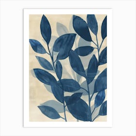 Blue Leaves 7 Art Print