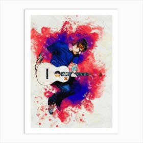 Smudge Of Ed Sheeran Jumping With The Guitar Art Print