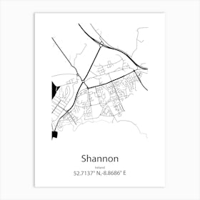 Shannon,Ireland Minimalist Map Art Print