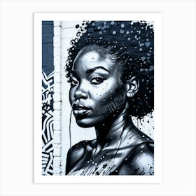 Graffiti Mural Of Beautiful Black Woman 211 Art Print