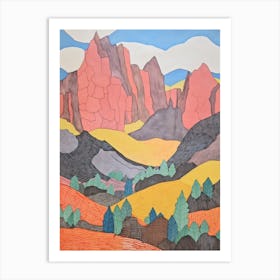 Mount Kenya Colourful Mountain Illustration Art Print