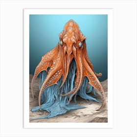 Blanket Octopus Detailed Illustration 11 Art Print
