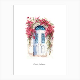 Beirut, Lebanon   Mediterranean Doors Watercolour Painting 1 Poster Art Print