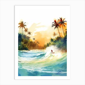 Surfing In A Wave On Bora Bora, French Polynesia 4 Art Print