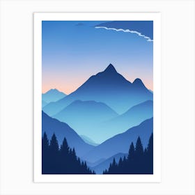 Misty Mountains Vertical Composition In Blue Tone 150 Art Print