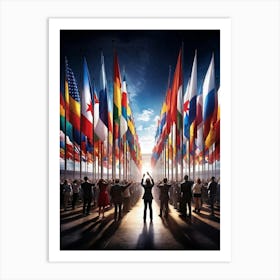 A Monumental Assembly Of Global Country Flags Arranged In A Harmonious Panorama Of Unity And Divers (1) Art Print