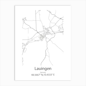 Lauingen,Germany Minimalist Map Art Print