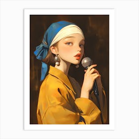 Kawaii Girl Singing Art Print