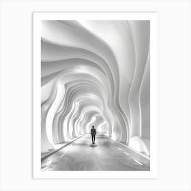 Man Walking Through A Tunnel Art Print