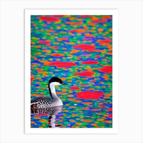 Grebe 2 Yayoi Kusama Style Illustration Bird Art Print